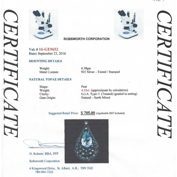 .925 Sterling Silver Blue Topaz Teardrop Vintage Style Ring. Size 9 Value $705 - Picture 5 of 8